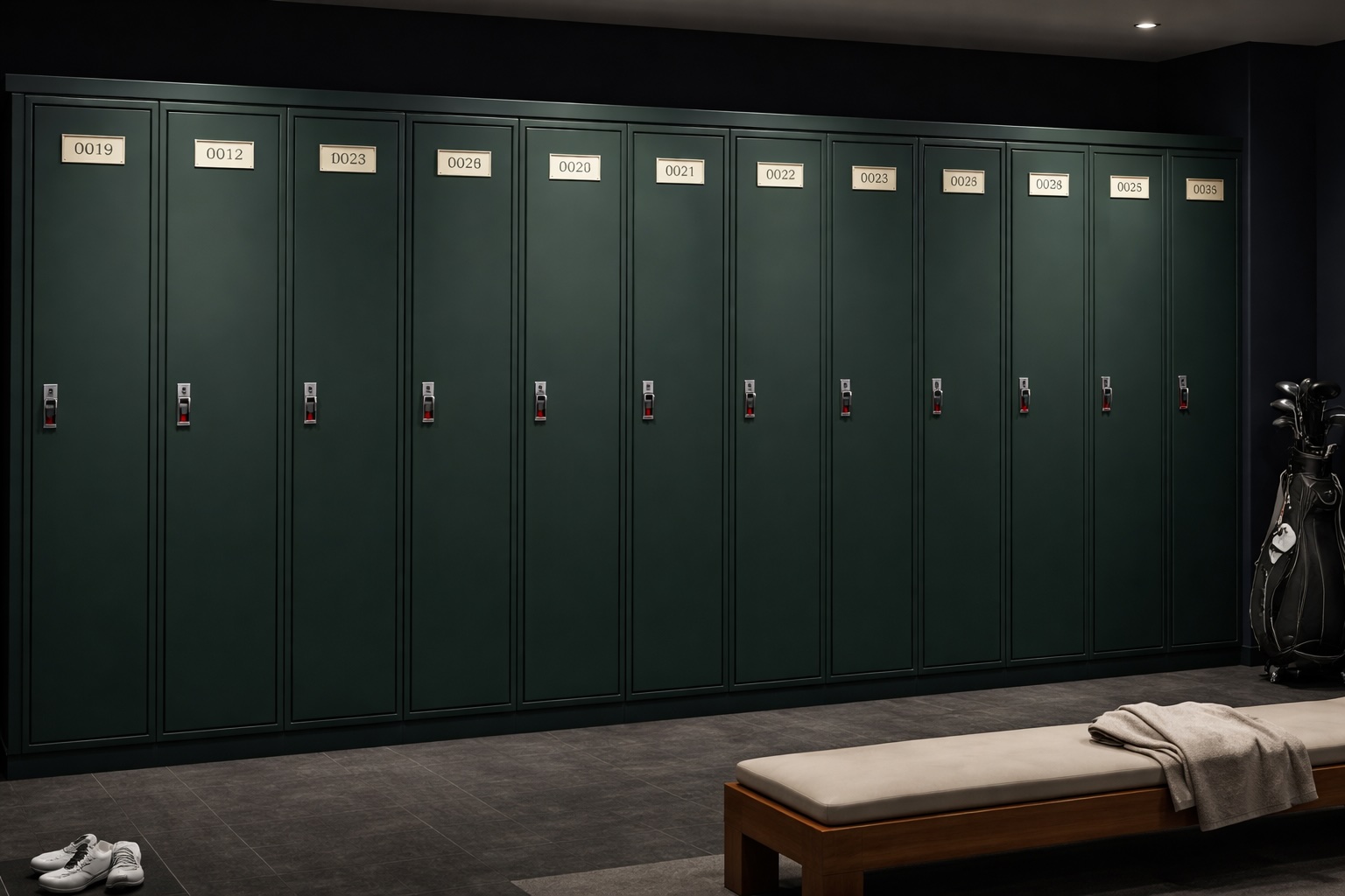 Numbered storage lockers at the golf club